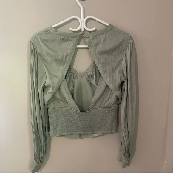 Anthropologie‎ Blouson-Sleeve Blouse In Mint Green Size Small - Picture 7 of 7